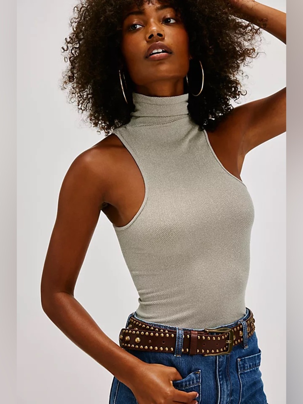 Intimately by Free People Always Ready Seamless Turtleneck Tank in Moss NWT XS/S